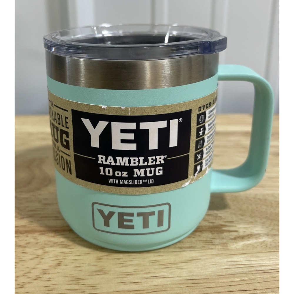 Yeti 10 Oz. Rambler Mug with MagSlider Lid Cup Seafoam Green Stainless Steel